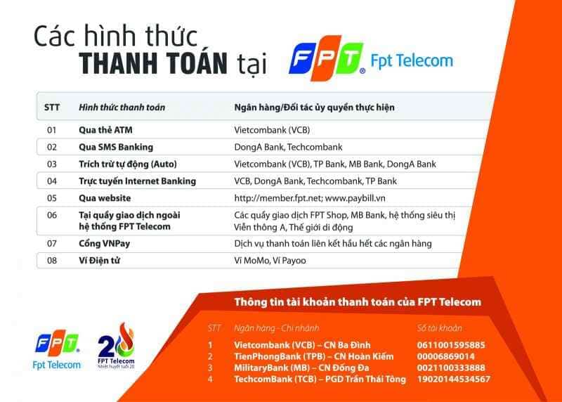 Các hình thức thanh toán cước